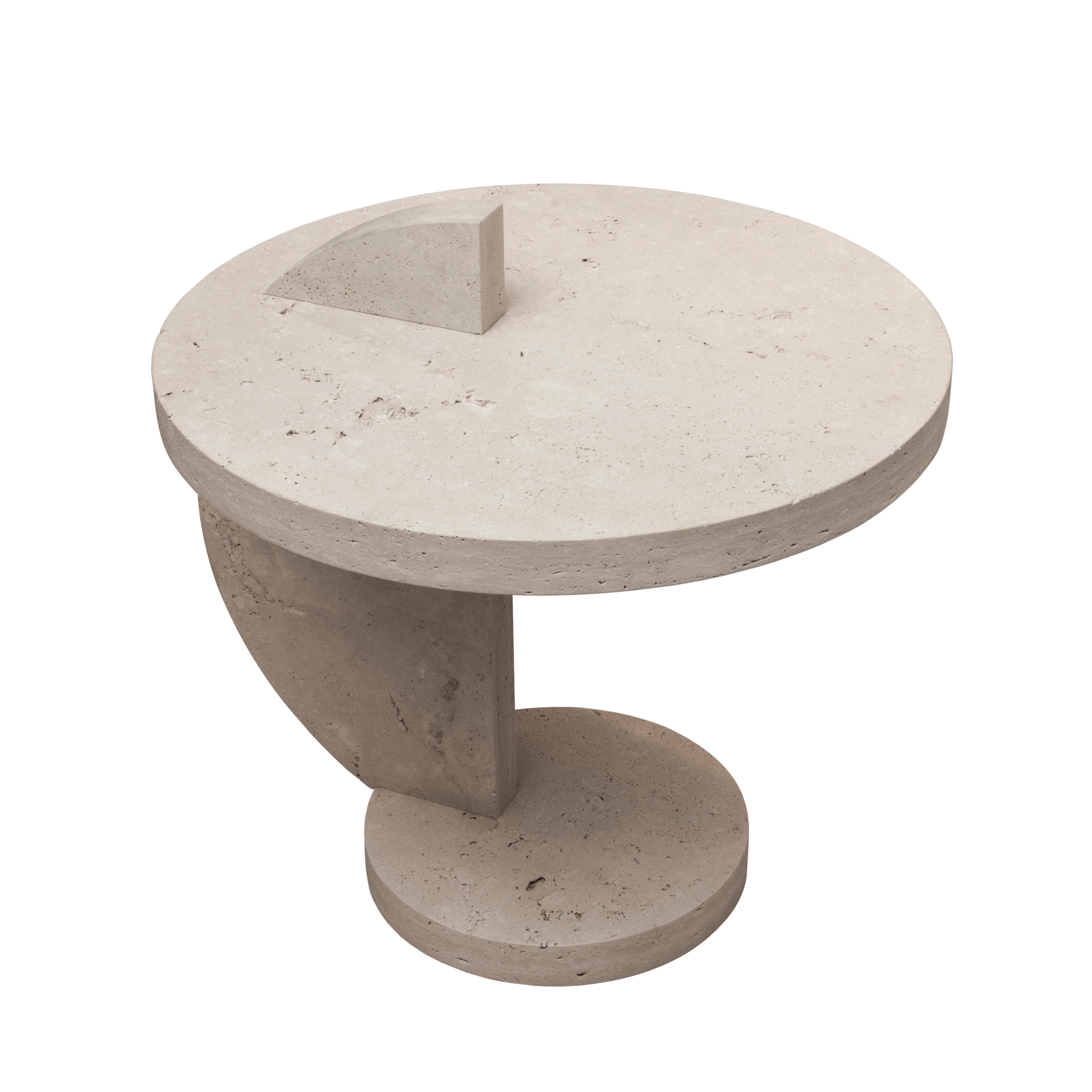 American Contemporary Travertine Side Table by Alex P White For Sale