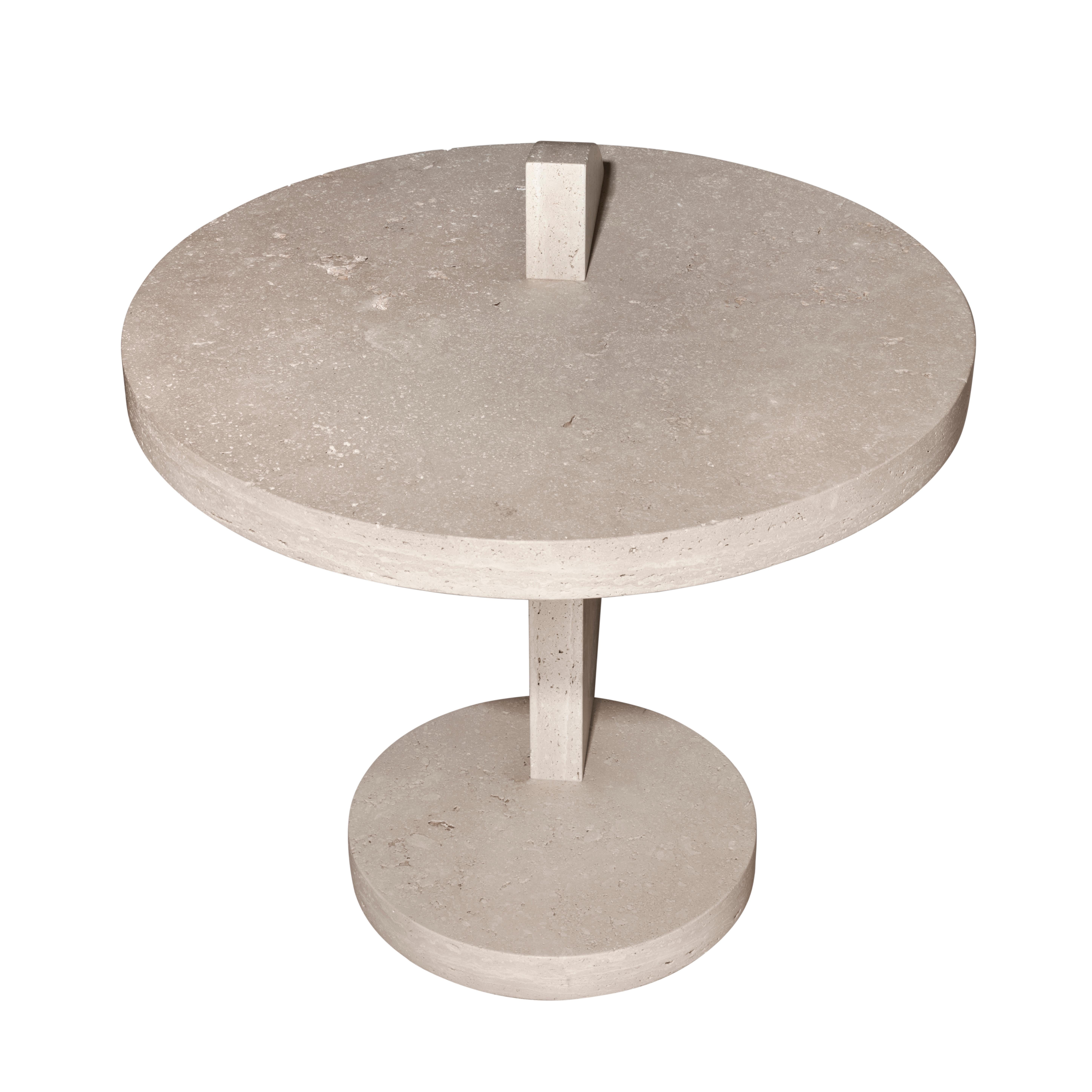 American Contemporary Travertine Side Table by Alex P White