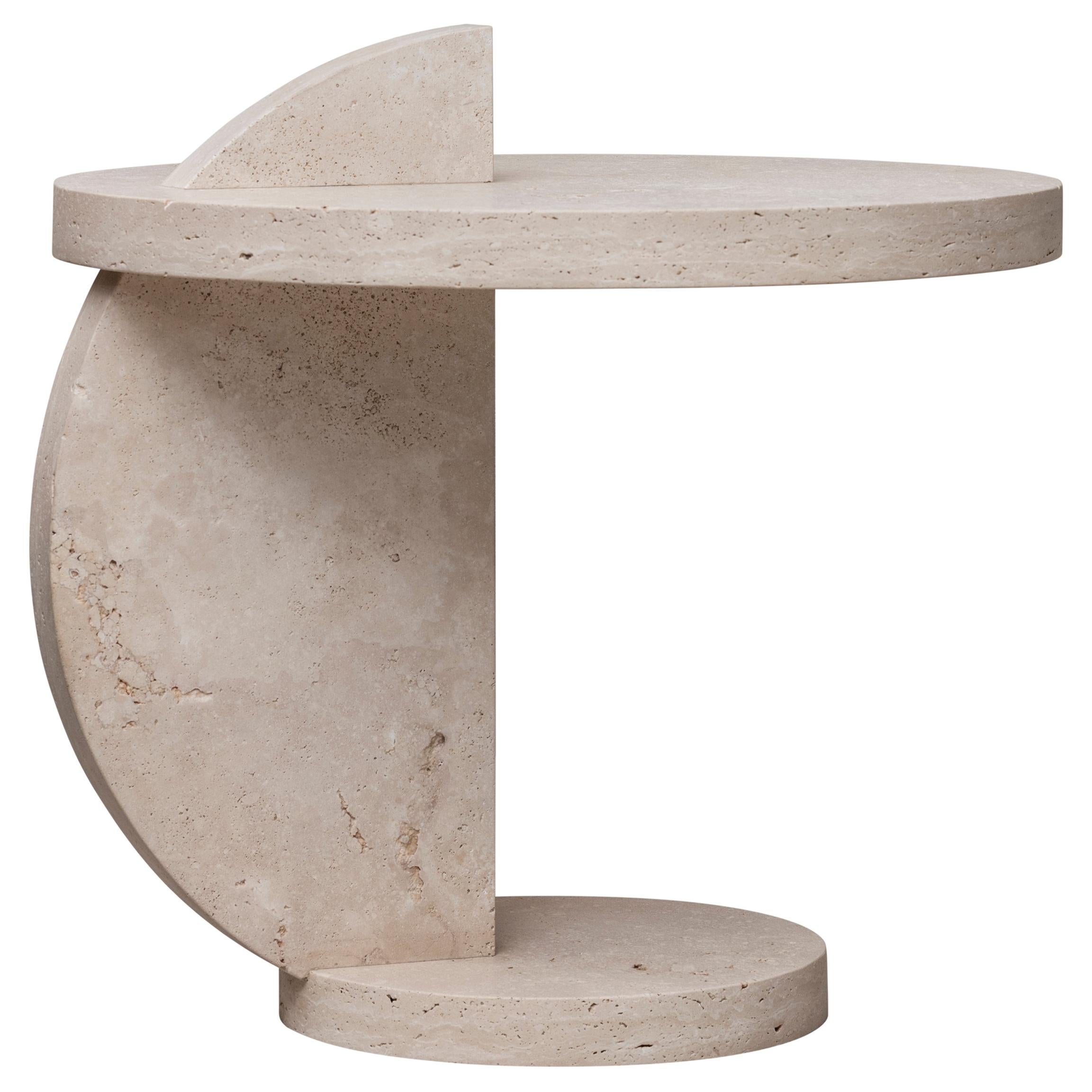 Contemporary Travertine Side Table by Alex P White