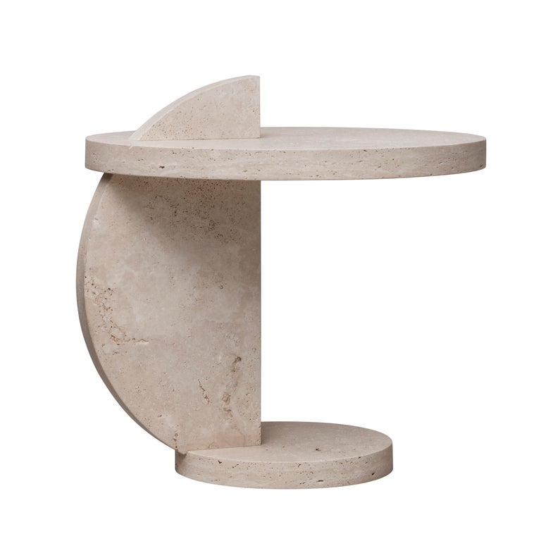 Contemporary Travertine Side Table by Alex P White