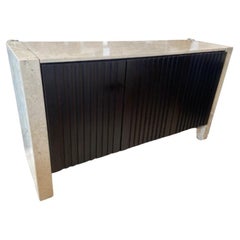 Aparador Travertino Contemporáneo Con Puertas Frontal Negro