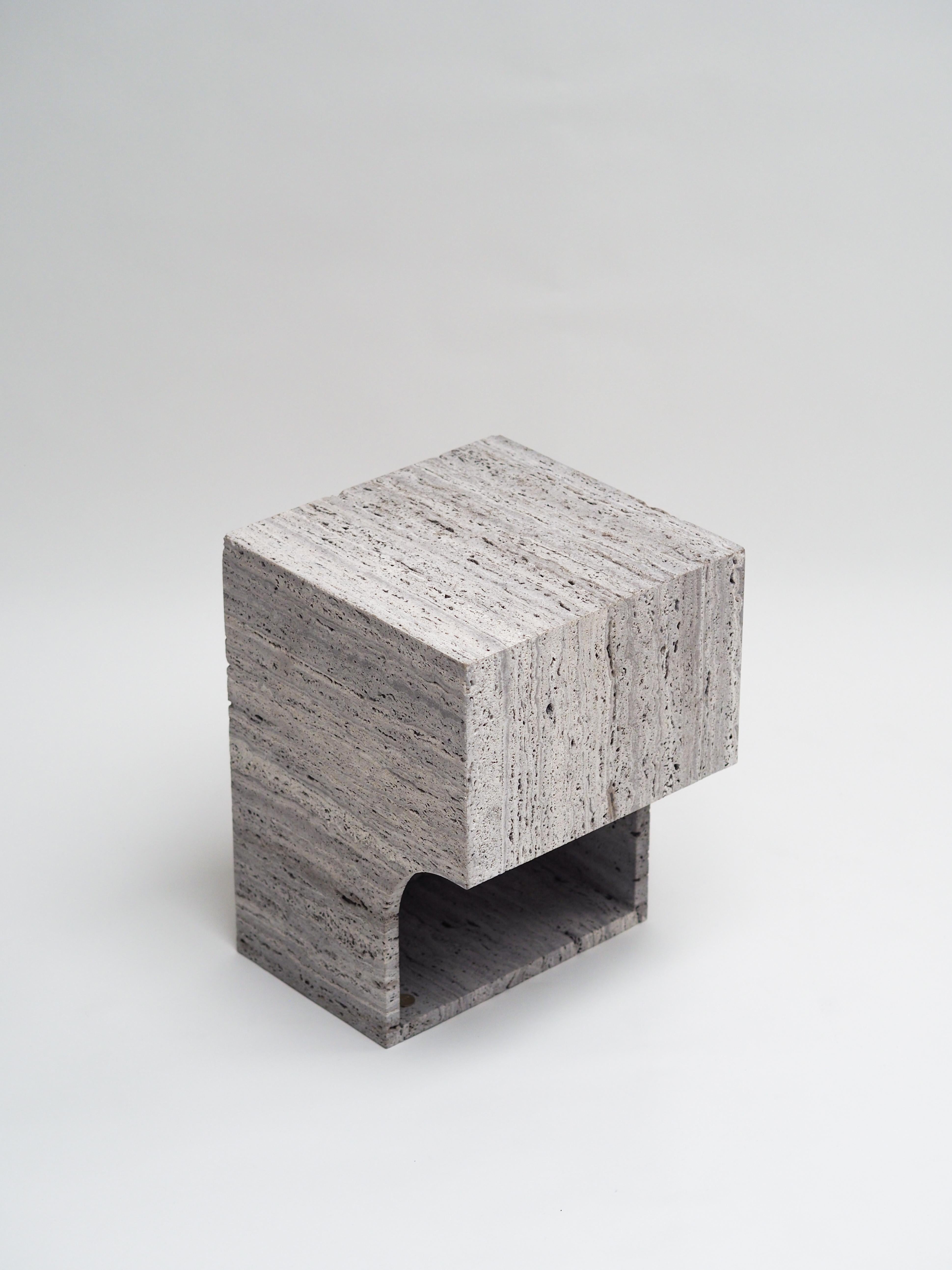 Contemporary Travertine Stool or Side Table, Arch 01.2 C by Barh Design In New Condition For Sale In Antwerp, Antwerp