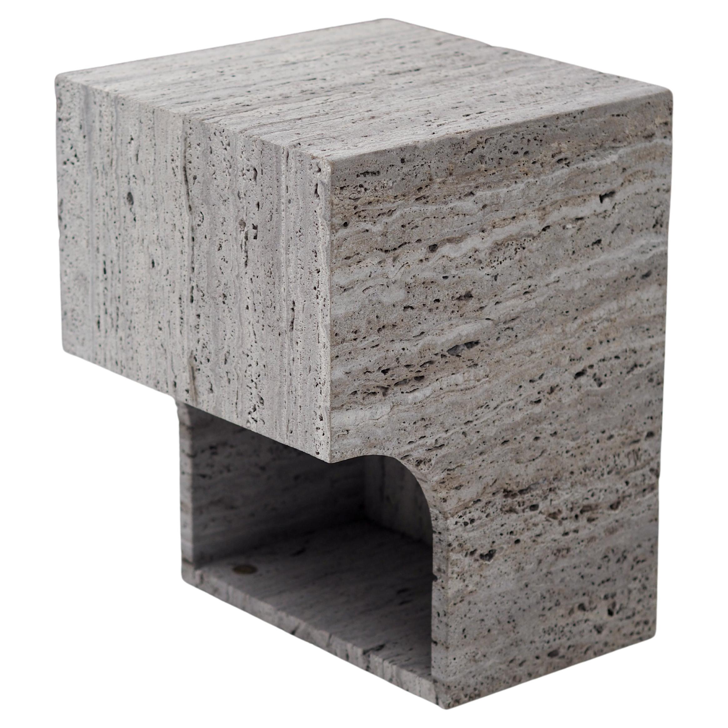 Contemporary Travertine Stool or Side Table, Arch 01.2 C by Barh Design