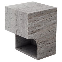 Contemporary Travertine Stool or Side Table, Arch 01.2 C by Barh Design