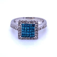 Contemporary Treated Blue Diamond Ring