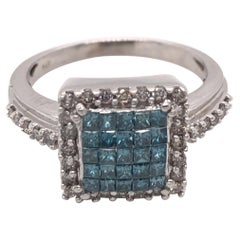 Contemporary Treated Blue Diamond Ring