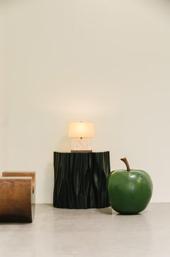 Contemporary Tree Trunk Half Round Table in Black Lacquer by Robert Kuo