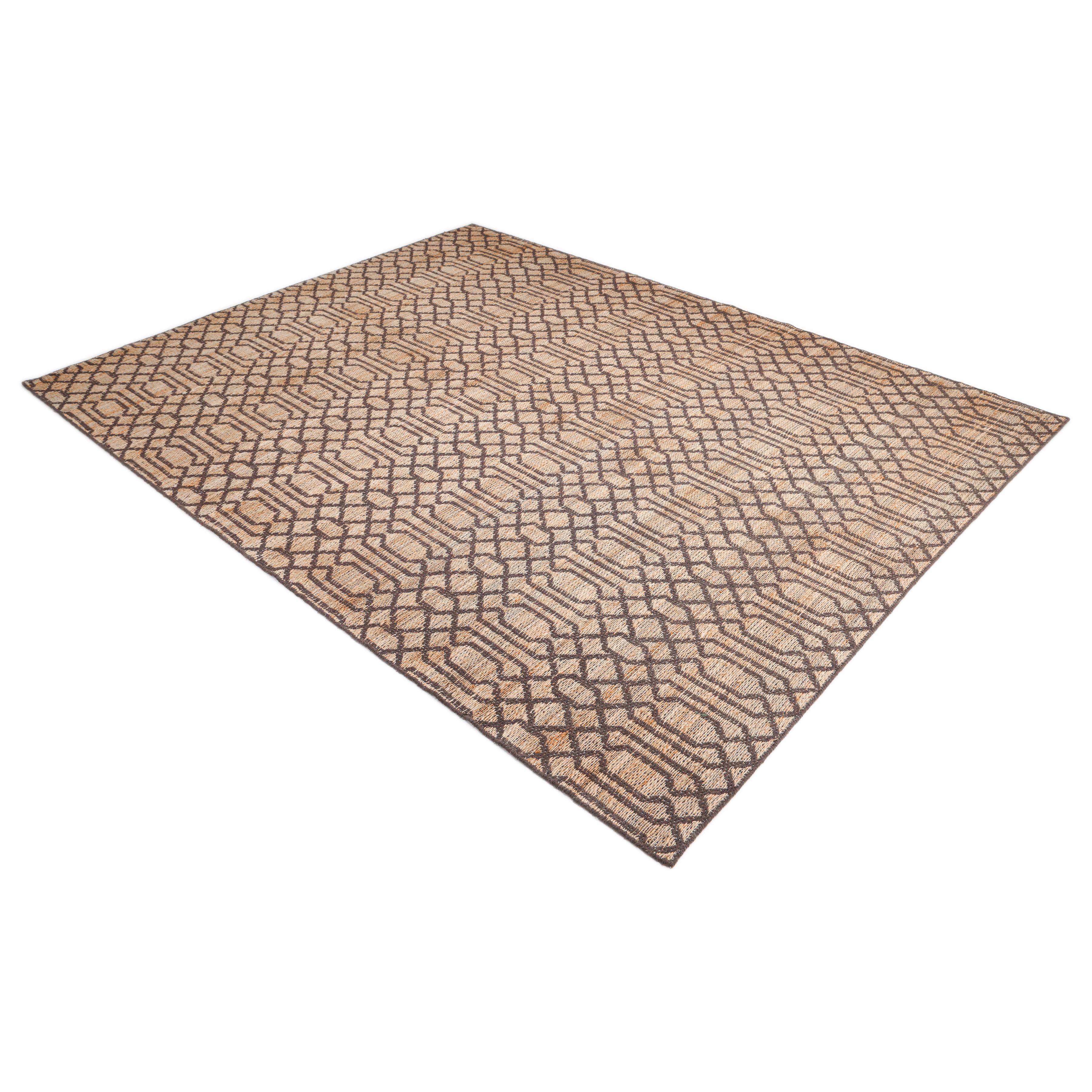Contemporary Trellis Hand Made Brown Bereich Teppich 3' 0