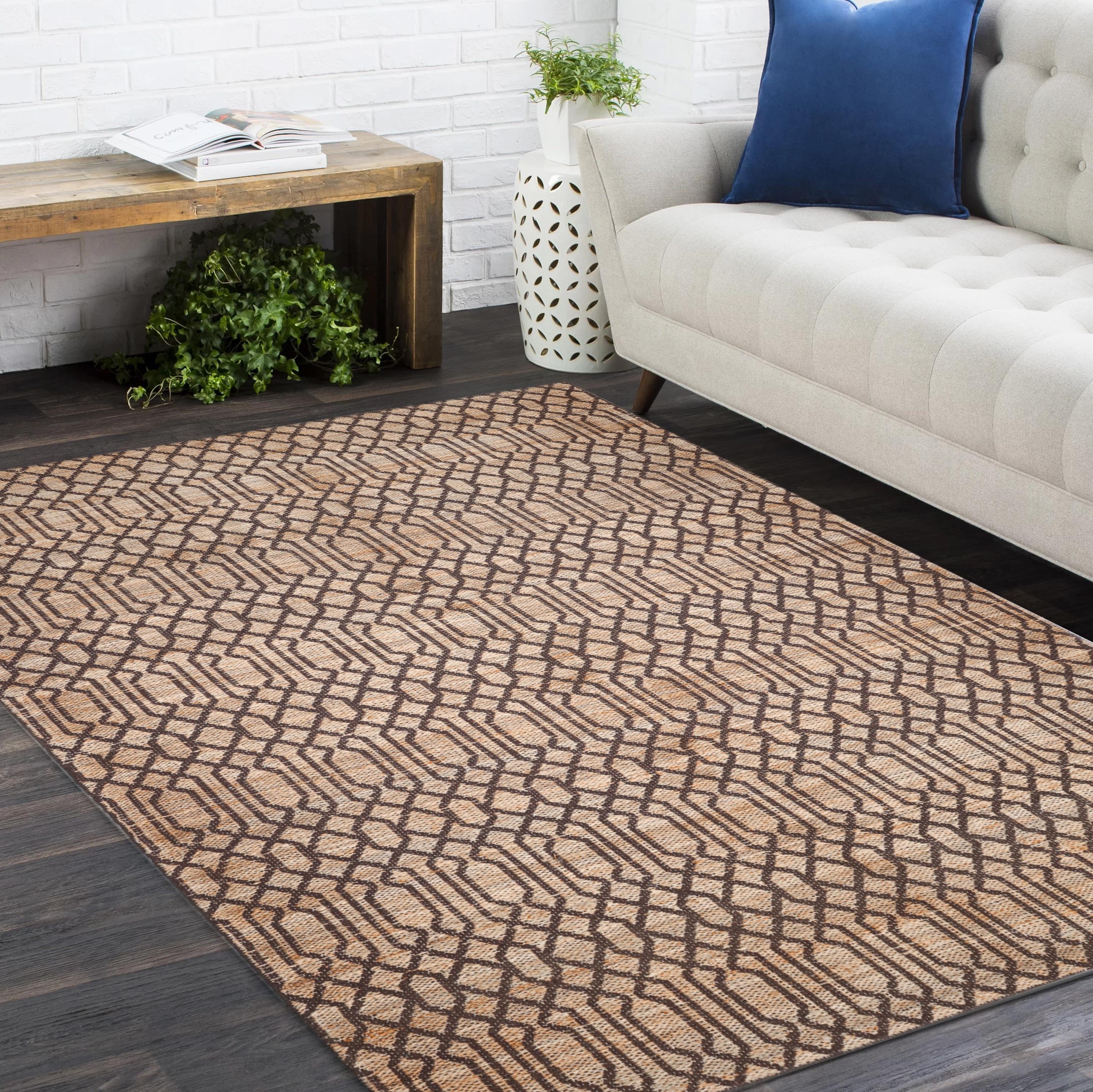Contemporary Trellis Hand Made Brown Bereich Teppich 3' 0