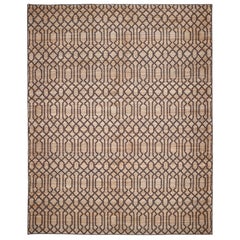 Contemporary Trellis Hand Made Brown Area Rug 3' 0" x 5' 0"