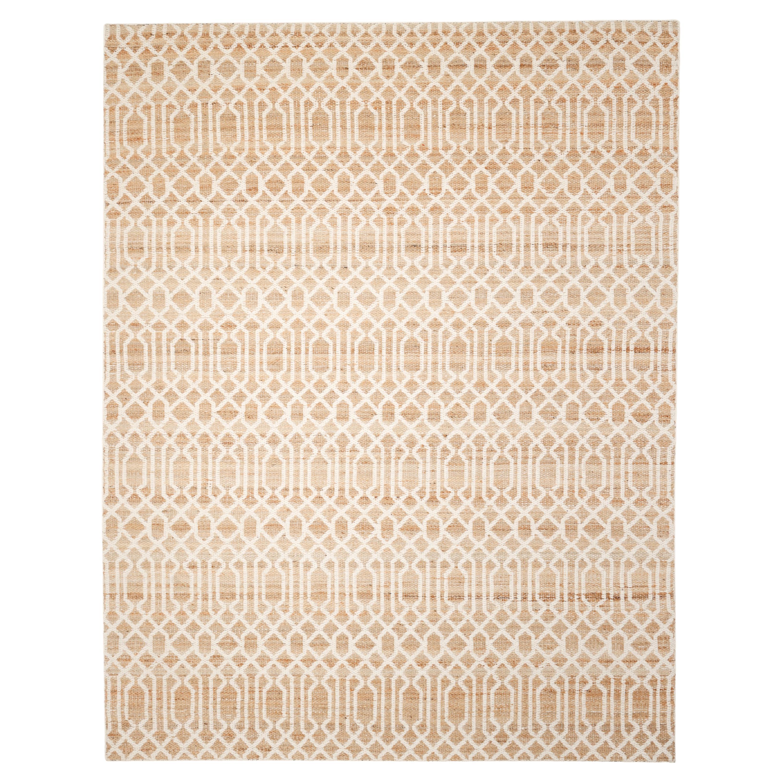 Contemporary Trellis Hand Made Ivory Area Rug 5' 0" x 8' 0" For Sale