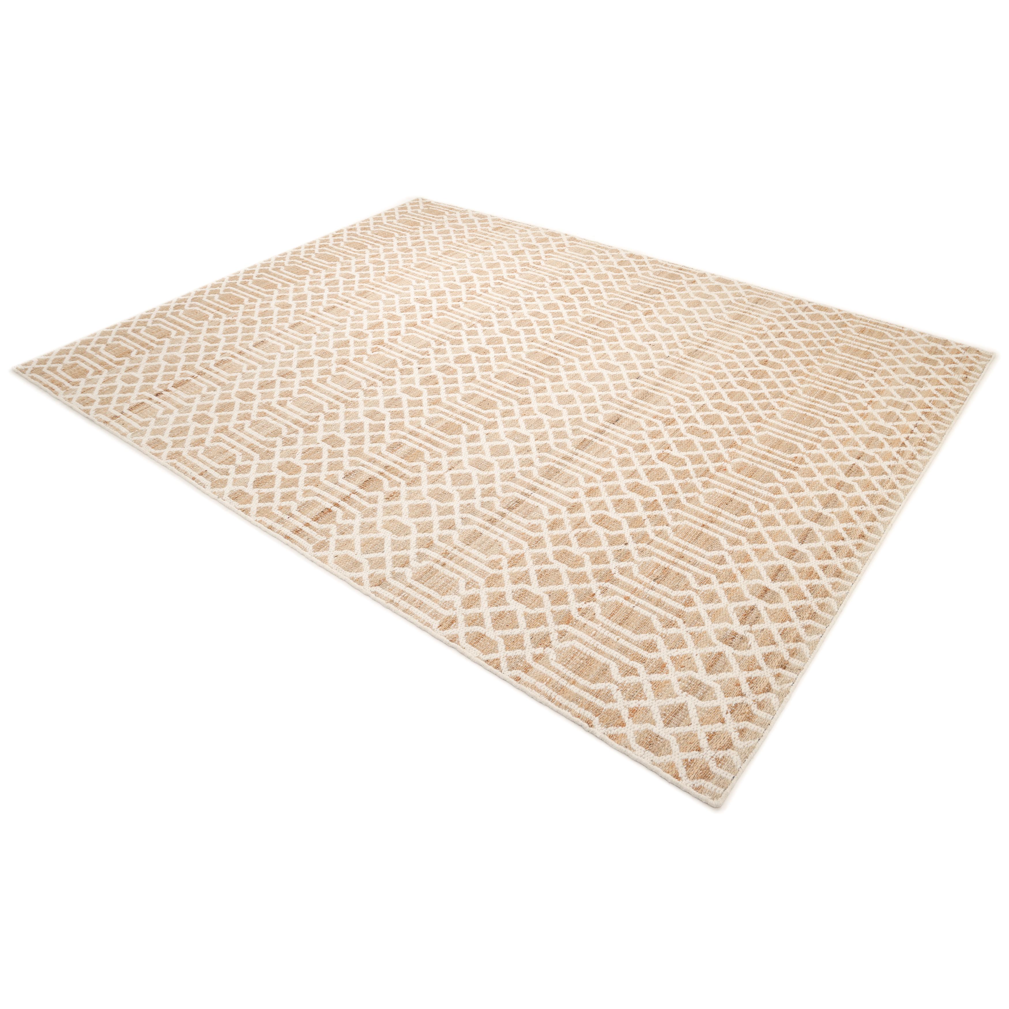 Contemporary Trellis Hand Made Ivory Area Rug 8' 0
