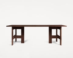 Tavolo a cavalletto Contemporary 'Farmhouse' di Frama, Oak Oak scuro, tavole L220