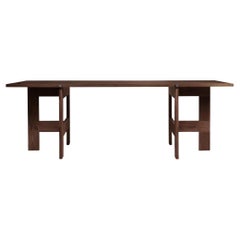 Tavolo a cavalletto Contemporary 'Farmhouse' di Frama, Oak Oak scuro, tavole L220