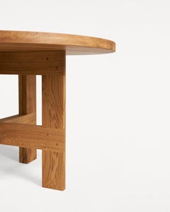 Table à tréteaux contemporaine 'Farmhouse' par Frama, Oak Nature, 120 Round