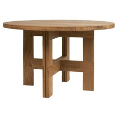 Contemporary Trestle Table 'Farmhouse' by FRAMA, Natural Oak, 140 Round