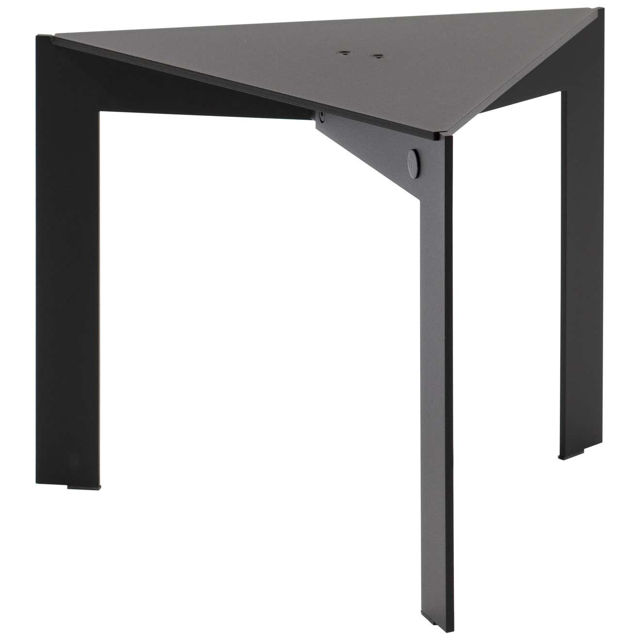 Modern contemporary triangular side table, black powdercoated steel ...