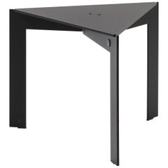Modern contemporary triangular side table, black powdercoated steel, Belgium