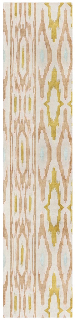 Contemporary Tribal Ikat Medallion Cream Runner "Nomade" by Doris Leslie Blau