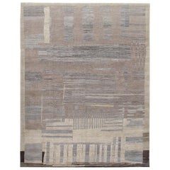 Tapis abstrait contemporain d'inspiration tribale