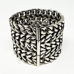 Contemporary Tribal Silver Chain Mesh Cuff from India