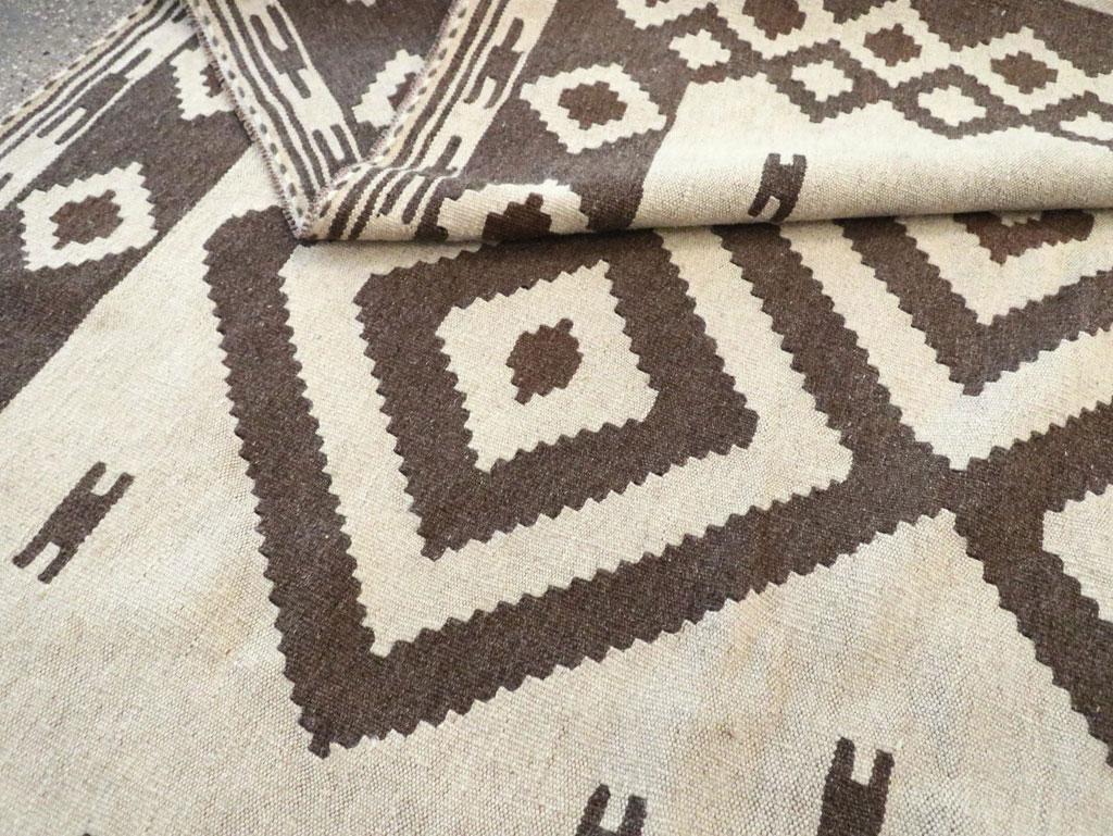 Contemporary Tribal Style Persian Flatweave Kilim Small Room Size Carpet For Sale 4