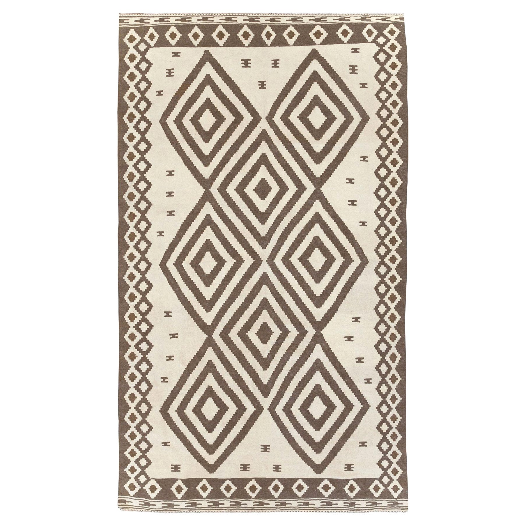 Tappeto contemporaneo in stile tribale persiano a trama piatta Kilim di piccole dimensioni per una stanza