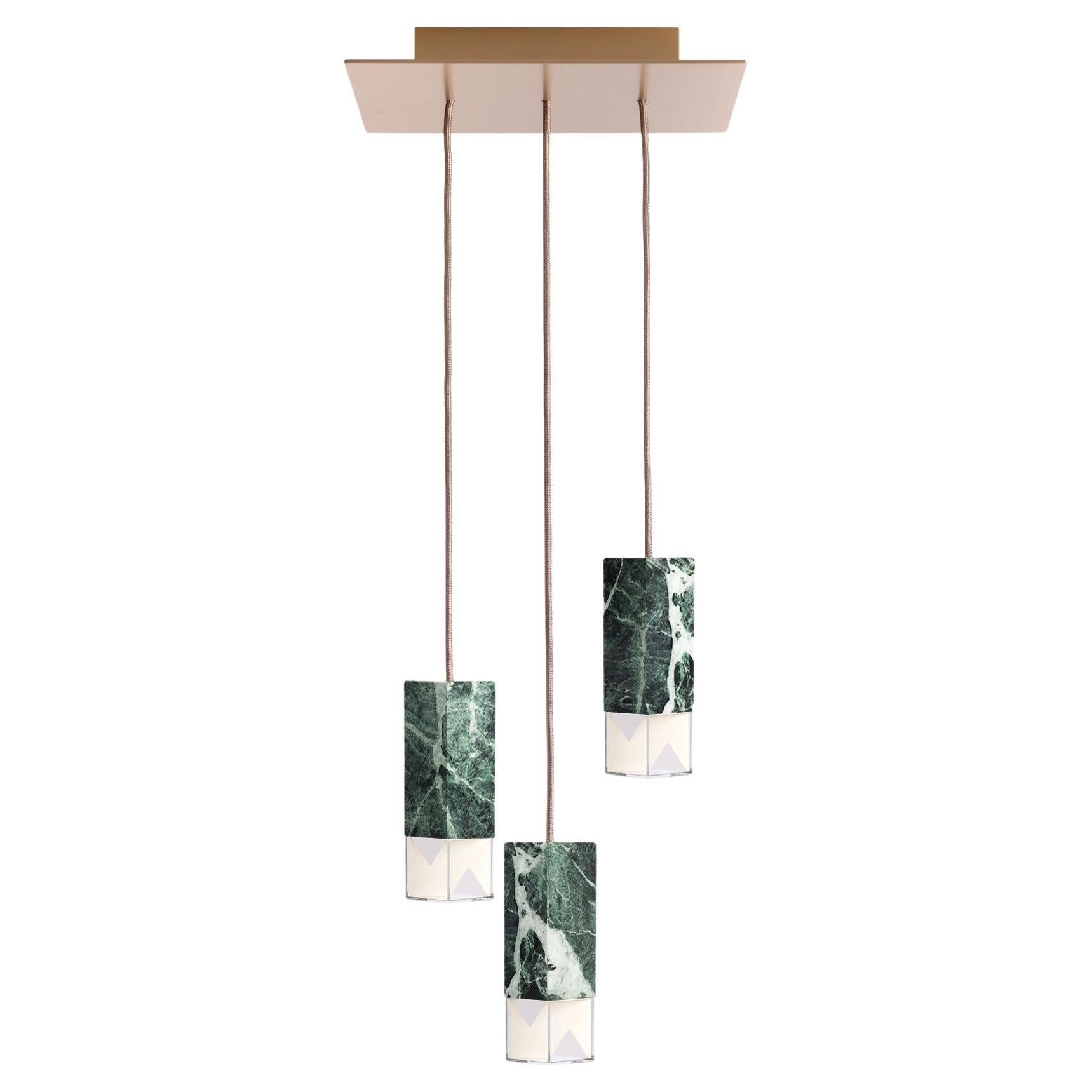 Green Marble Trio Chandelier Ceiling Light by Formaminima