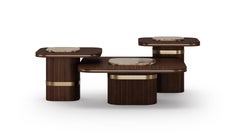 Contemporary Triora Tables in Dark Wood and Brass Details