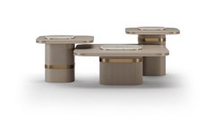 Contemporary Triora Tables in Light Wood and Brass Details