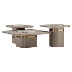 Contemporary Triora Tables in Light Wood and Brass Details