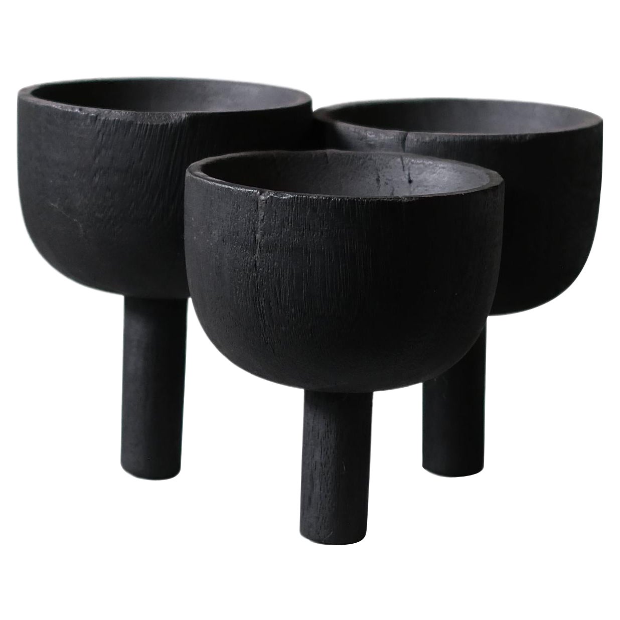 Contemporary Triple Tray in Burnt Iroko Wood, Arno Declercq