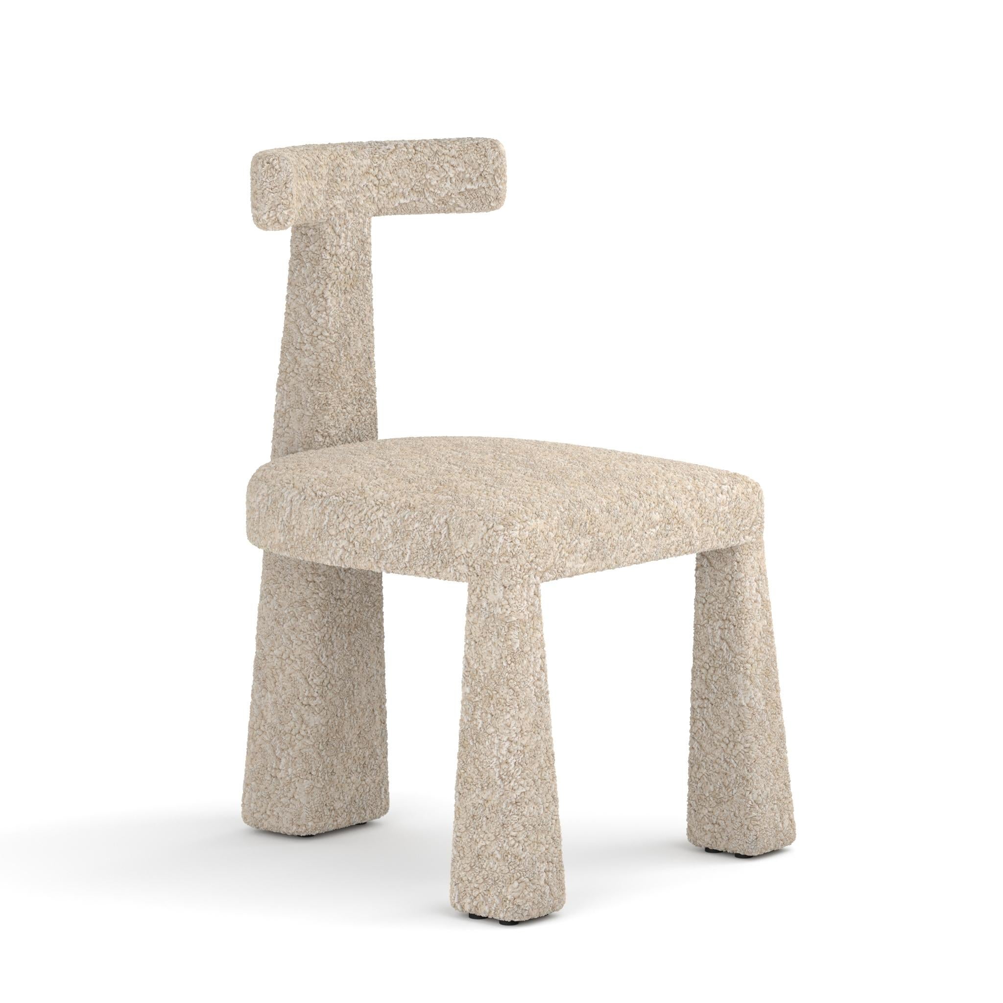 Modern Contemporary Tripod Dining Chair-Faux Sheepskin Fur For Sale