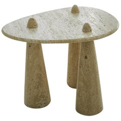 "Rino III" Contemporary Tripod Side Table in Carved Marble by Estudio Orth