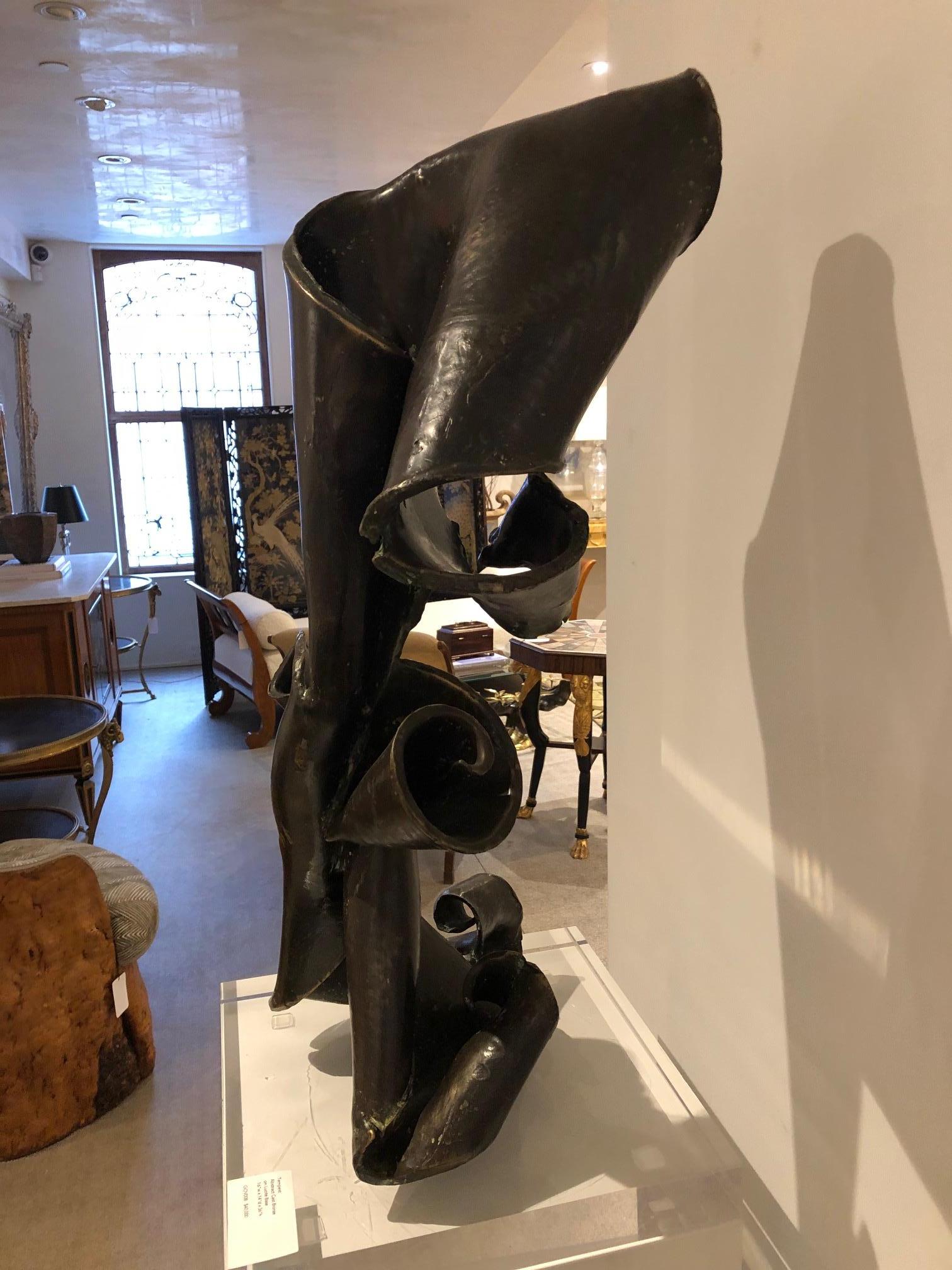 Contemporary Tristan Govignon Abstract Bronze Sculpture on Lucite Base For Sale 7