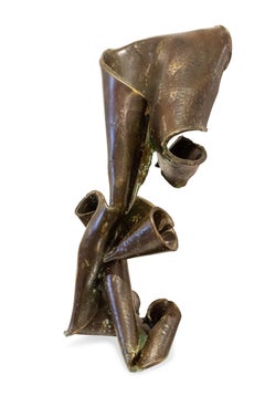 Sculpture abstraite en bronze contemporaine de Tristan Govignon sur socle en lucite