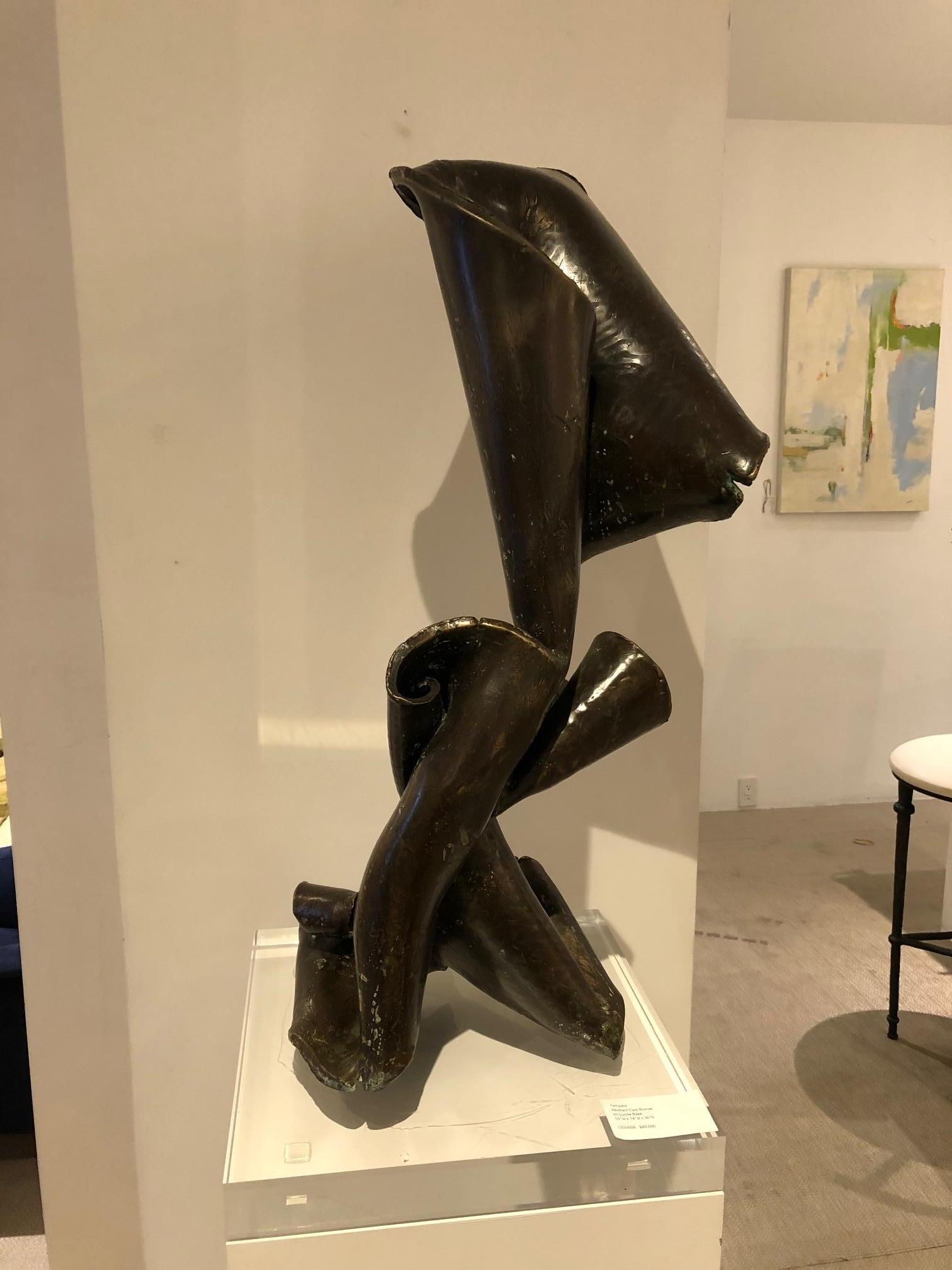 Contemporary Tristan Govignon Abstract Bronze Sculpture on Lucite Base For Sale 4