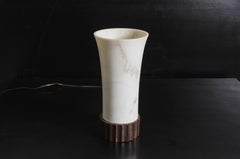 Contemporary Trumpet Alabaster Lamp w/ Fluted Base by Robert Kuo