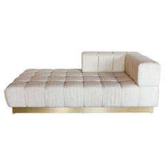 Contemporary Tufted Daybed with Brass Base