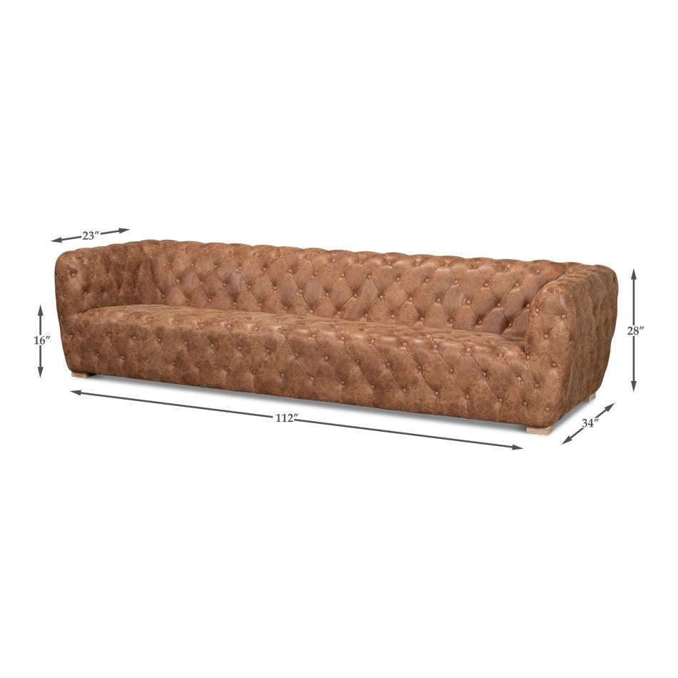 Contemporary Tufted Leather Sofa For Sale 2