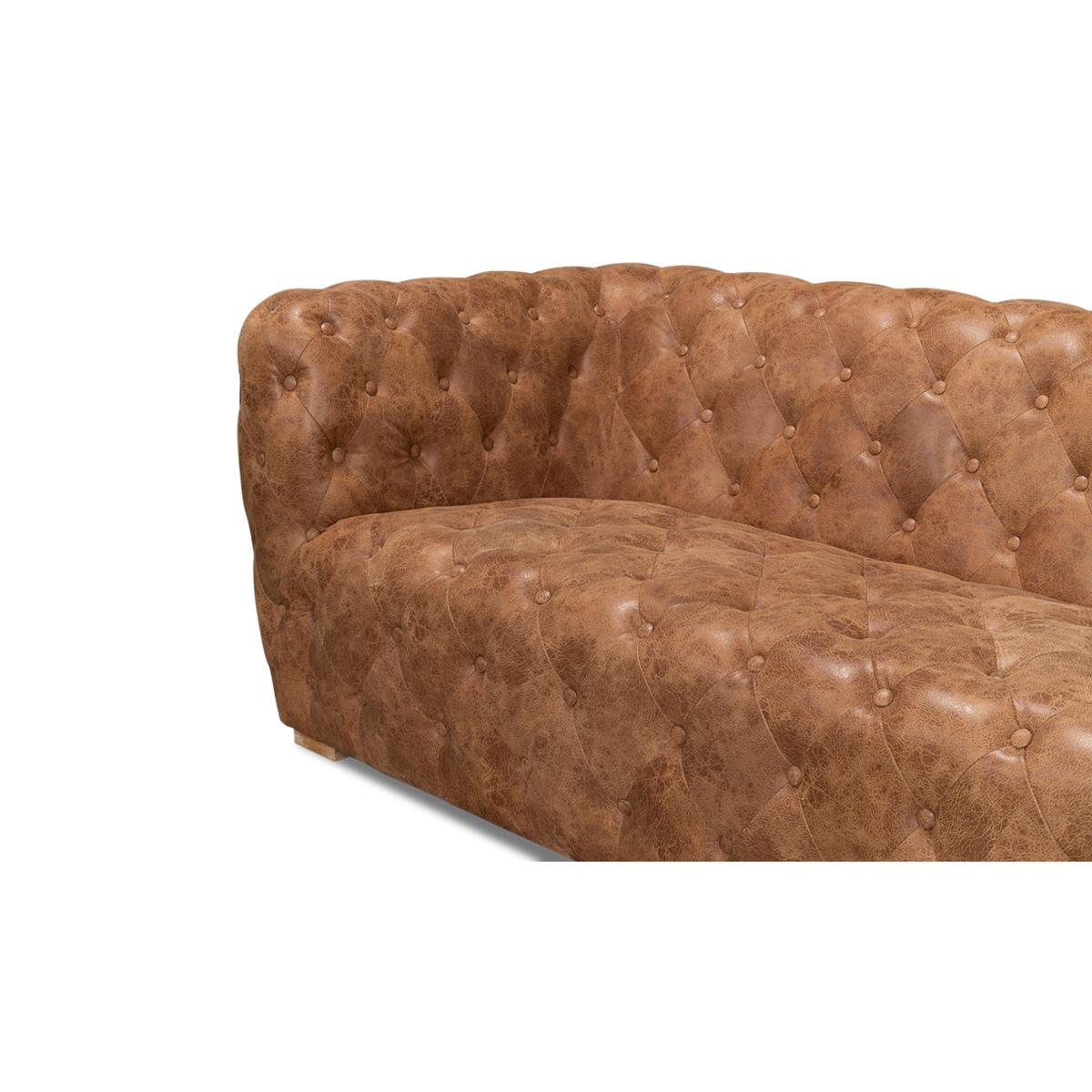 Modern Contemporary Tufted Leather Sofa For Sale