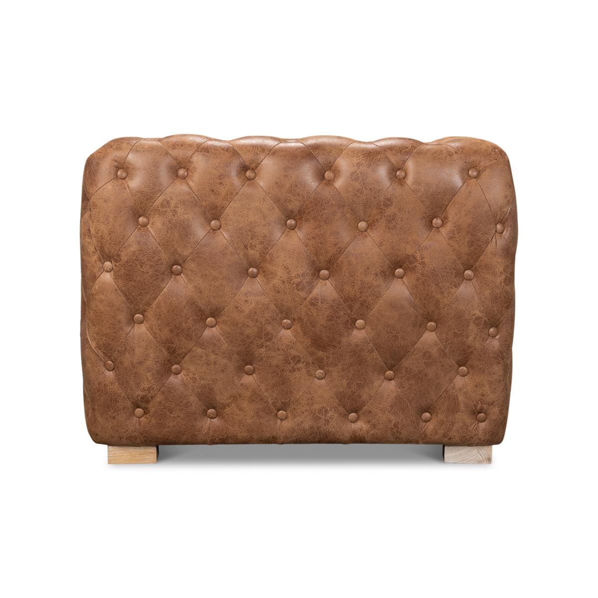 Contemporary Tufted Leather Sofa For Sale 2