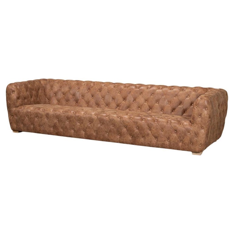 Contemporary Tufted Leather Sofa For Sale at 1stDibs