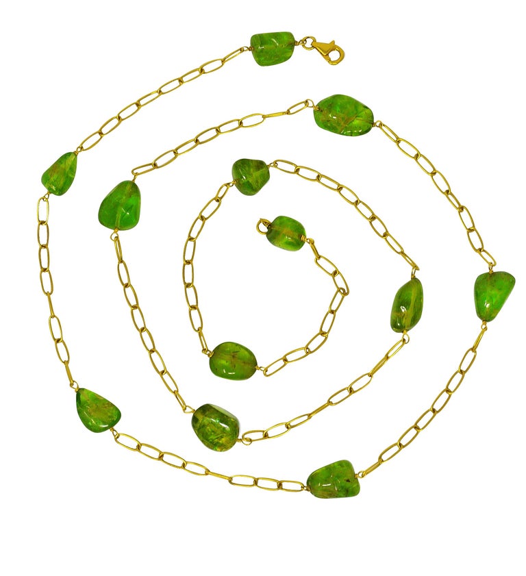Tumbled Peridot Gemstone Disc Beaded Dainty Necklace Jewellery