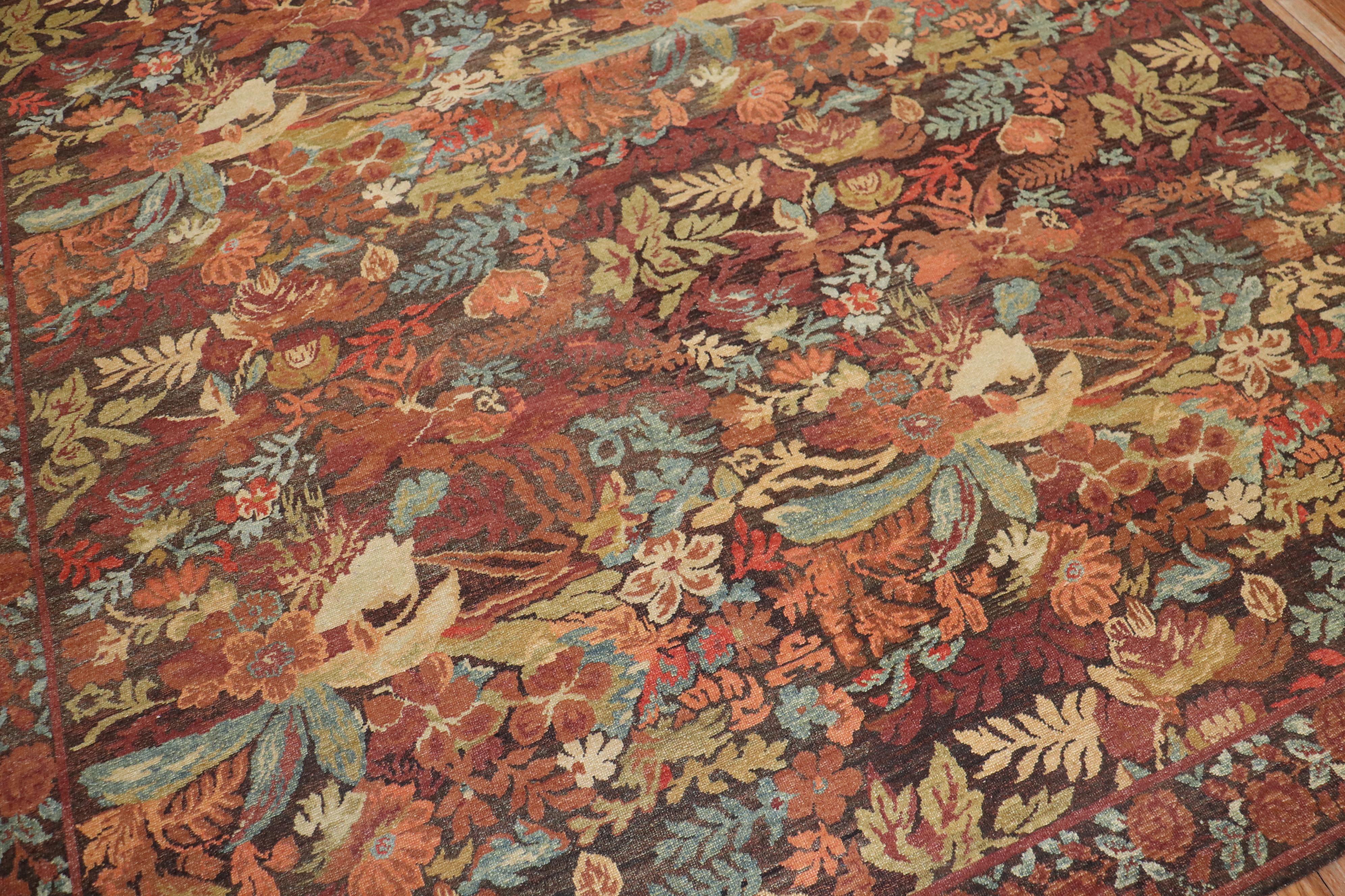 Bessarabian Contemporary Turkish Besserabian Floral Autumn Carpet For Sale