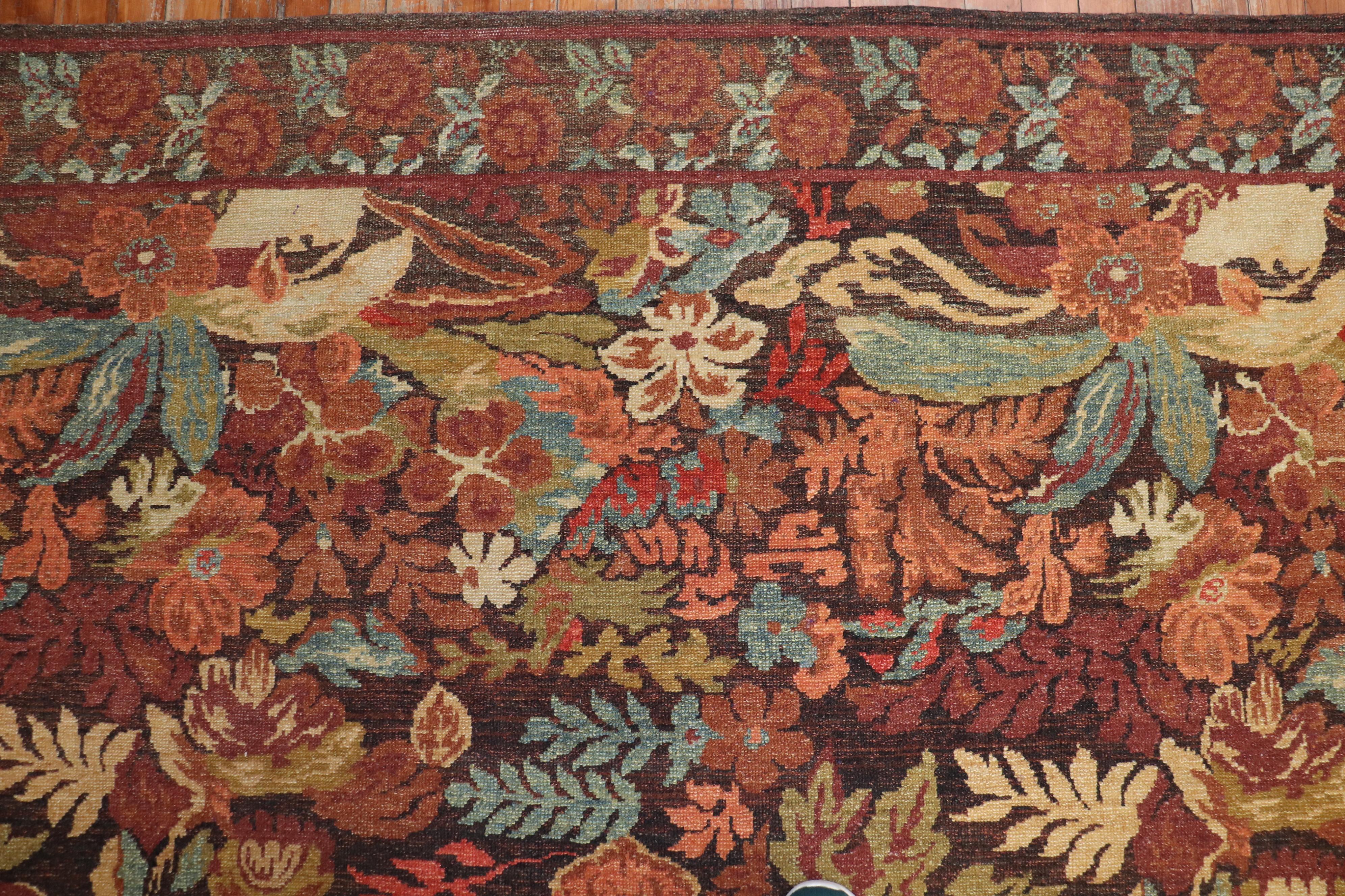 Alfombra Turca Contemporánea de Otoño Floral Beserabia Anudado a mano en venta