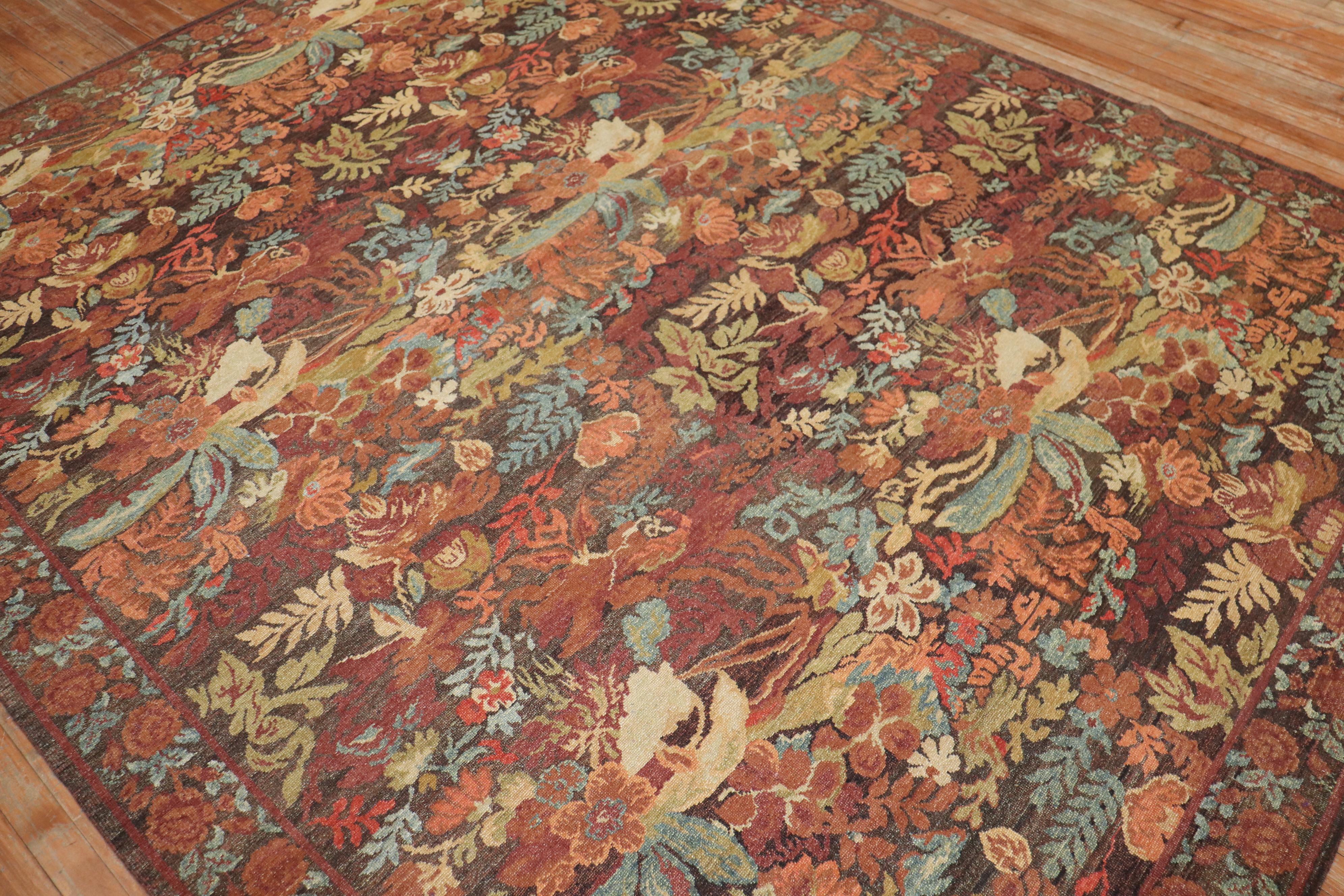 Contemporary Turkish Besserabian Floral Autumn Carpet For Sale 1