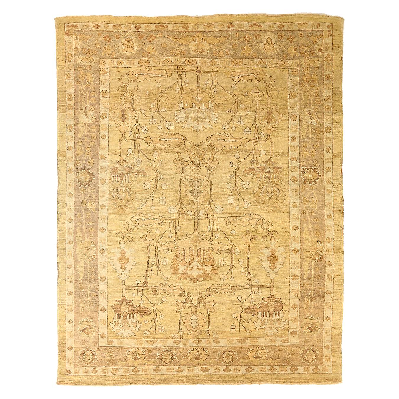 Contemporary Turkish Donegal Rug with Brown and White Floral Patterns