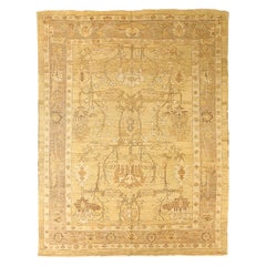 Tapis turc contemporain de type Donegal à motifs floraux bruns et blancs