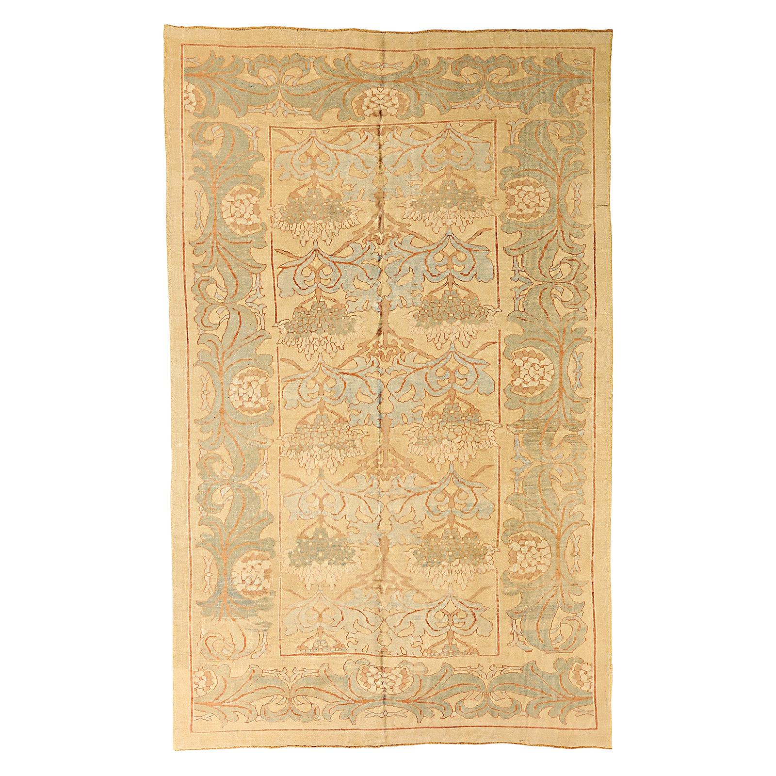 Contemporary Turkish Donegal Rug with Gray and Green Floral Details